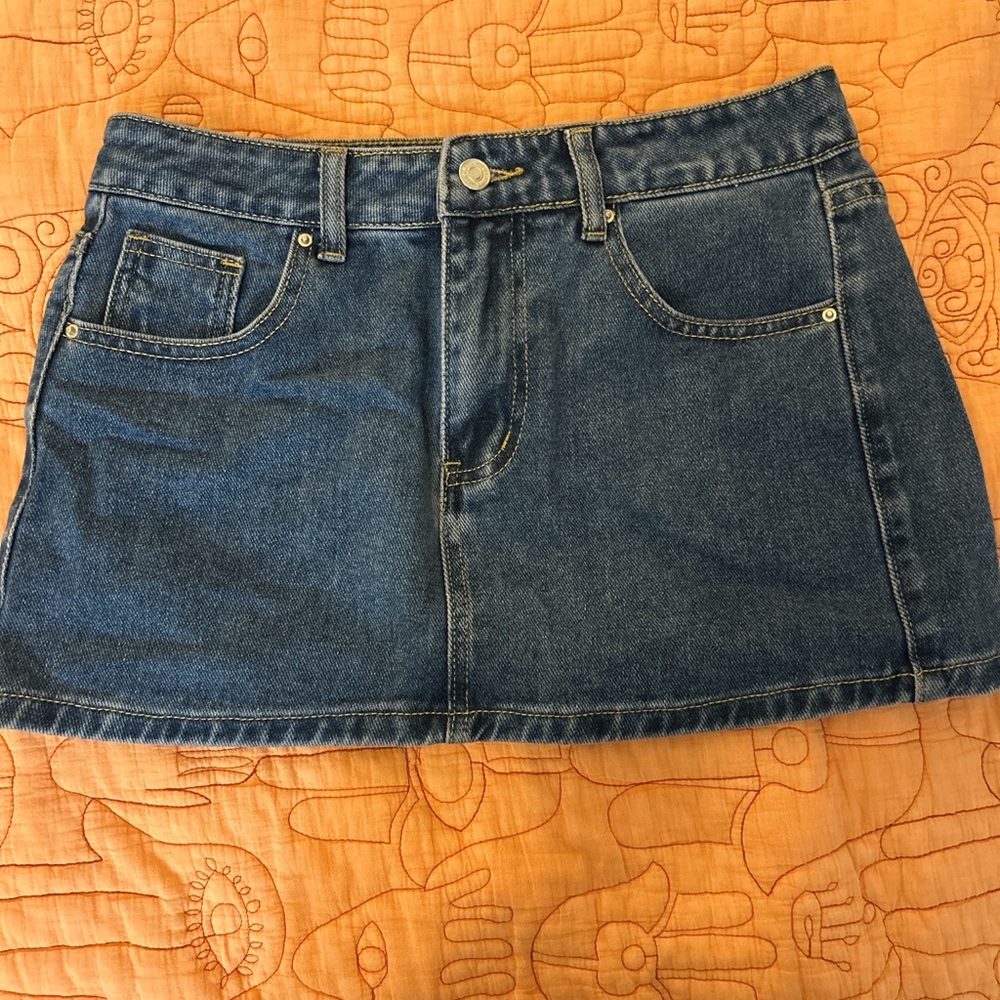 Low Rise Denim Mini Skirt